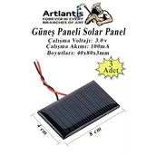 Güneş Paneli Solar Panel 8X4 Cm 3 Volt 100 Ma 3 Adet Güneş Enerjisi Okul Sınıf Deney Çalışmaları 80X40 Mm