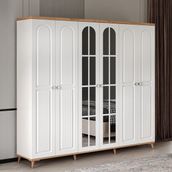 GuneyStore Bohem 6 Kapaklı Atlantik Çam Beyaz Aynalı Gardırop