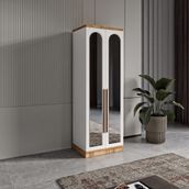 GuneyStore Flora 2 Kapaklı Aynalı Atlantik Çam Beyaz Gardırop