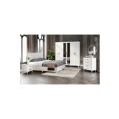 GuneyStore Komple Mdf Paris 6 Kapaklı Beyaz Yatak Odası Takımı Bazalı