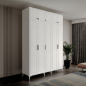 GuneyStore Milas 5 Kapaklı Komple MDF Ayaklı Yüklüklü Gardırop