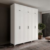 GuneyStore Milas 6 Kapaklı Komple MDF Ayaklı Yüklüklü Gardırop