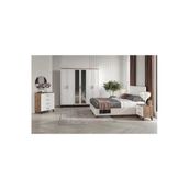 GuneyStore Montaj Komple Mdf Sport 6 Kapaklı Atlantik Çam-beyaz Yatak Odası Takımı (bazalı)