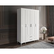 GuneyStore Sanat 4 Kapaklı Komple MDF Beyaz Gardırop