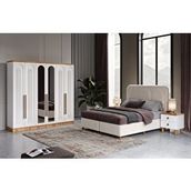 GuneyStore Ücretsiz Montaj - Flora 6 Kapaklı Komple Mdf Yatak Odası Takımı - Baza Dahil