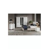 GuneyStore Ücretsiz Montaj Gözde 6 Kapaklı Komple Mdf Beyaz Yatak Odası Takımı