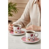 Güral Porselen 67092 Pembe Mental 4 Parça Çay Fincan Takımı