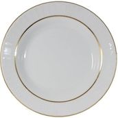 Güral Porselen Sedef 25cm Düz Tabak Yaldızlı, Beyaz, 6 Adet Set