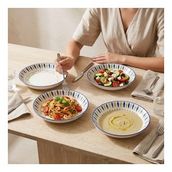 Güral Porselen Zeytin 20 cm 4lü Porselen Çukur Tabak Seti
