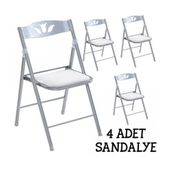 Güzelkan Madeni Eşya 1055 Katlanır Beyaz 4 Adet Mutfak Sandalyesi
