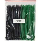 GWEST Plastik Kablo BAĞI-SIYAH+YEŞIL-2,5MMX100MM-CIRT KELEPÇE(100 Adet)