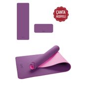 Gymo Ekolojik 6mm TPE Yoga Matı Pilates Minderi Diz Dirsek Koruyucu Matlı Set Mürdüm