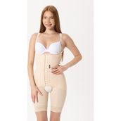 HA-104 Kopçalı Diz Üstü Korse Medikal Liposuction Karın Germe Doğum Sonrası Günlük Korse - Bej