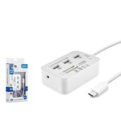 Hadron HDX7029 Type-C 3.1 3XUSB 3.0 HUB+MS/SD/M2/TF Kart Okuyuculu Beyaz Type Çoklayıcı