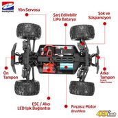 Haiboxing 1/16 Ravage 45+ KM/h Sürat RTR 4WD Brushless Fırçasız Truck Uzaktan Kumandalı Model Mavi Araba