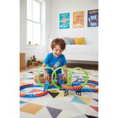hak-iş oyuncak Glow Speed Track 74 Parça Yarış Pisti Seti – 3’lü Loop Işıklı, USB Şarjlı Hızlı Yarış Arabalı Oyun S