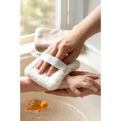 Hamur Bebek Bakım Banyo Lifi Süngeri 10X12 cm Lastikli Ultra Yumuşak Sabun Hazneli Bebek Kesesi - Beyaz