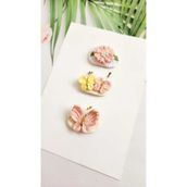 Hand Mother's Since 2024 Bebek Hediyelik Kelebekli Bebek Tokası Karma 3'lü Klips Saçsız Bebek Tokası Handmade Antialerjik Set