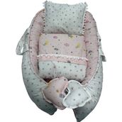 Happy Baby Dikiş Atölyesi 3 Parça Baybnest Taşınabilir Bebek Yatağı Pike Yastık Ana Kucağı - Pembe