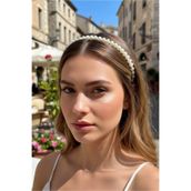 Happyline Kadın İncili Taç Saç Bandı Aksesuar Saç Tacı Yetişkin