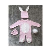 Happymom Pembe Yenidoğan Bebek Tavşanlı Tulum Seti