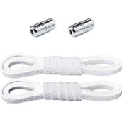 hapshoe Ayarlanabilir 1 Çift Gümüş Simli Vidalı Kapsül Uçlu 6 MM Lastik Pratik Bağcık