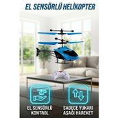 Hareket Sensörlü Kumandalı Şarjlı Helikopter - Oyuncak Helikopter - Mavi