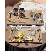 Harmony Gold Söz Nişan Tepsisi ve Damat Kahve Fincan Tepsisi GRİ