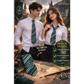 Harry Potter Slytherin Kravat Wizarding World Lisanslı Çizgili Yeşil Cosplay
