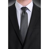 Hatemoğlu Çizgili Kravat Gri Renk 100% Micro Polyester ile Özel Günler İçin Uygun - Standart - Gri - Açık Gri