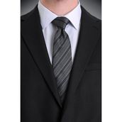 Hatemoğlu Gri Çizgili Kravat 100% Micro Polyester Malzeme ile Şık ve Klasik Tasarım - Standart