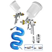 Havalı Üstten Depo 1,3Mm Boya Tabancası, Spiral Hava Hortumu15 Mt Hava Jakı Takım Set