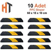 Hayat Trafik Plastik Oto Park Araç Stoperi 60 cm 10'lu İndirimli Set - Sarı - Siyah
