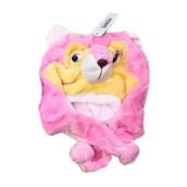 Hayvan Figürlü Peluş Bere Kız Çocuk Bağlamalı Pembe Kız Çocuk