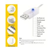 HBMB Store 10 Metre Sarı 100 LED Işıklar Peri Işıkları 8 Mod Rgb Işıkları USB Sarı Renkli Işık Peri Dize Işıkları Tel Fonksiyonlu Süsleme Ince Telli Aydınlatmalı Şerit LED Yılbaşı Işık Yılbaşı Süsü