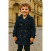 HC Kids Wear Erkek Çocuk Içi Pamuk Astarlı Su Itici Lacivert Yağmurluk Trençkot