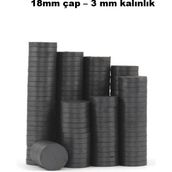 Hdg 18X3 mm Yuvarlak Mıknatıs, Çok Amaçlı, Süsleme Mıknatısı, Ferrit Magnet -Kokulu Taş-Nişan Mıknatısı - 1000 Adet - Siyah