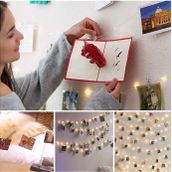 Hdmarketim Yılbaşı Ağaç Süsleme USB Girişli Animasyonlu 2,8 Metre Led Işık 30'lu Mandal Fotograf Albüm