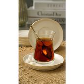 Heda Porselen Rüya Altın Yaldız 12 cm Kırık Beyaz Çay Tabağı 6'lı Porselen ile Sofralarınıza Zarafet