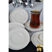 Heda Porselen Rüya Platin Yaldız Porselen Çay Tabağı 6'lı 12CM Kırık Beyaz