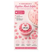 hediyehobihersey 50 ADET Mini Pembe Kalp Pasta Süslemesi, Yenilebilir Konfeti Mini Kalp 50Adet Kesilmiş