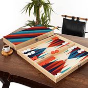 Hediyesepeti Renk Şeritli El Yapımı Modern Tavla Seti