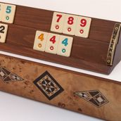 Helena Wood Art Kardelen Mozaikli Mazel El Yapımı Masif Ahşap Okey Takımı