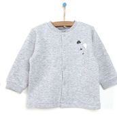 HelloBaby Basic Erkek Bebek Kapitoneli Gri Melanj Hırka