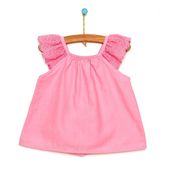 HelloBaby Basic Kız Bebek Pembe Fırfır Askılı Bluz