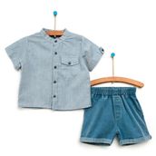 HelloBaby Marina Boy Erkek Bebek Açık Mavi Gömlek ve Şort