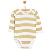 HelloBaby Unisex Yeşil Çizgili Uzun Kol Body