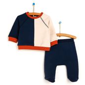 HelloBaby Yenidoğan Renk Bloklu Lacivert Sweatshirt Patikli Alt