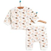 HelloBaby Yenidoğan Zıbın Rahat Bel Patiksiz Alt Unisex Ekru 2'li Takım