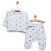HelloBaby Yenidoğan Zıbın Rahat Bel Patiksiz Alt Unisex Gri 2'li Takım